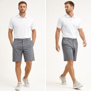 Perry Ellis Portfolio Performance Stretch Shorts 40 | Smoked Pearl 9” Golf